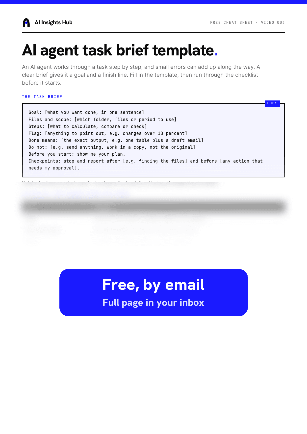 AI agent task brief template: cover