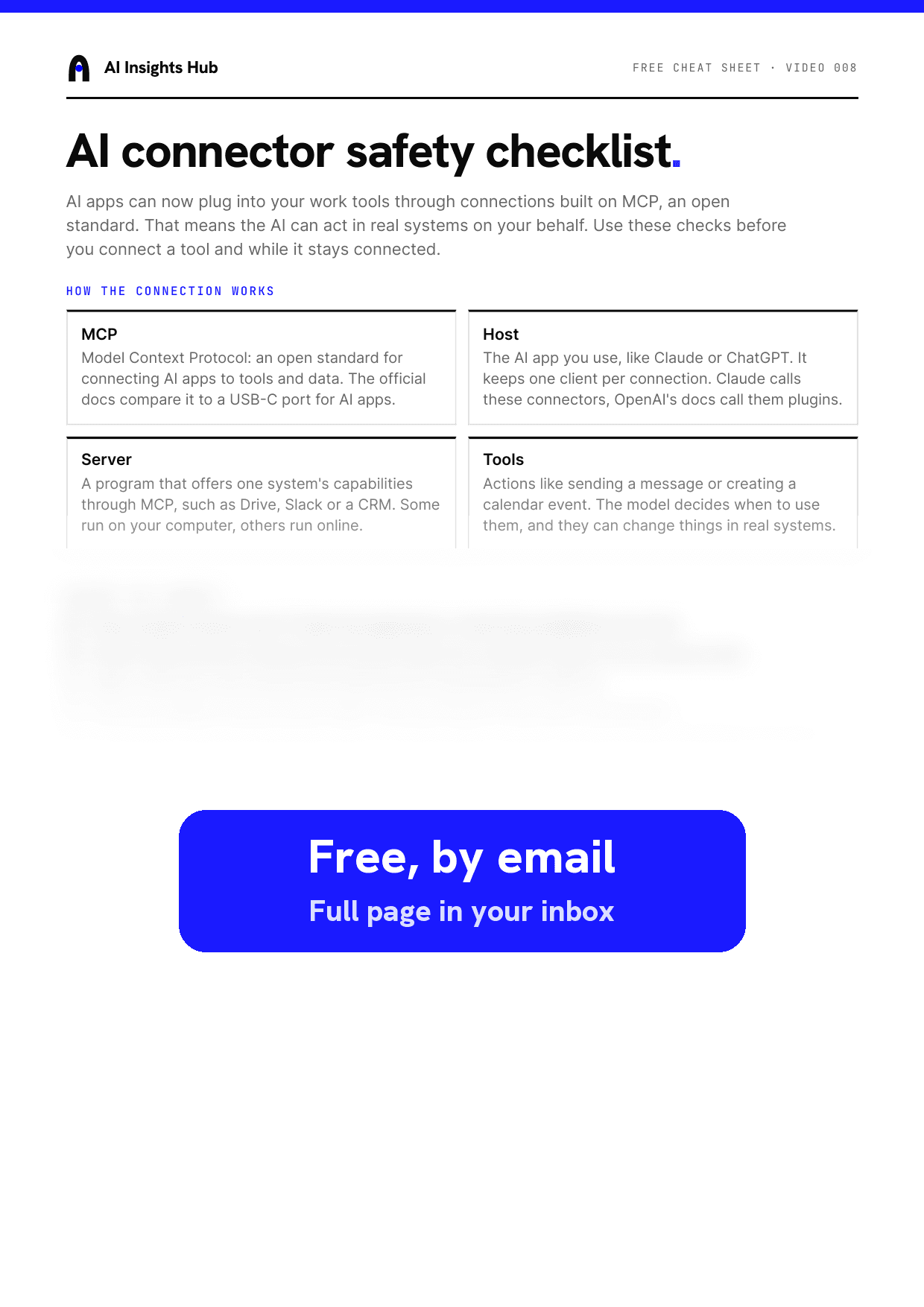AI connector safety checklist: cover